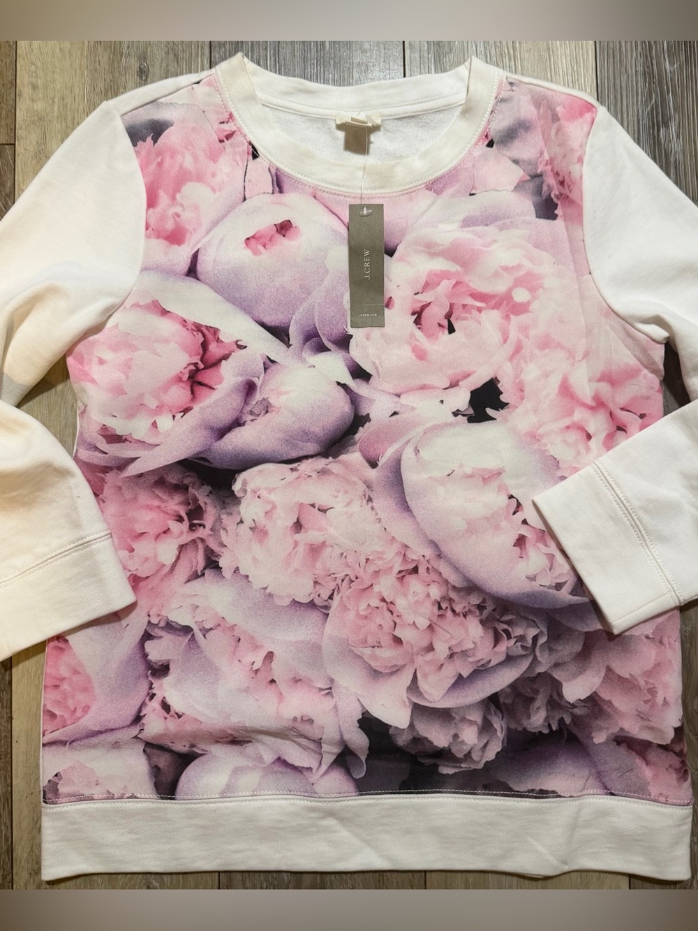 JCrew Floral Pink Peony Print Women's Sweatshirt XS-NWT $134